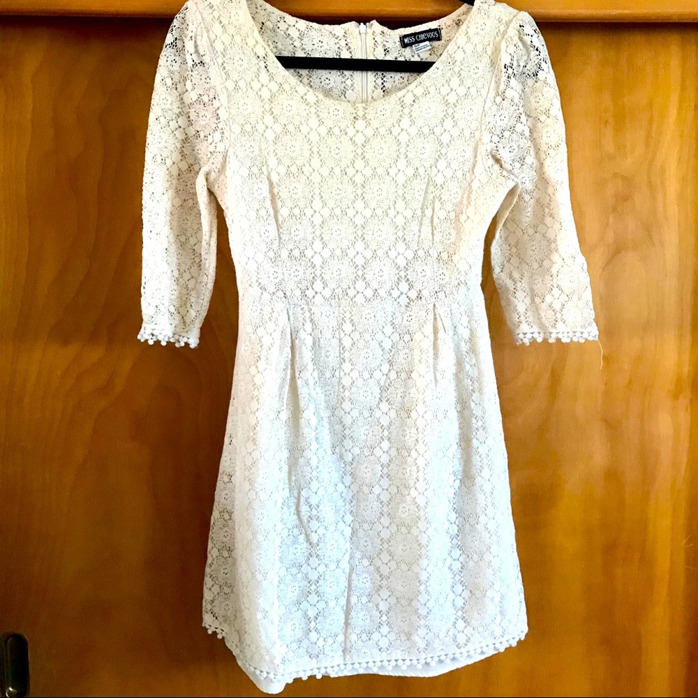 Cream mid sleeve lace Dress
